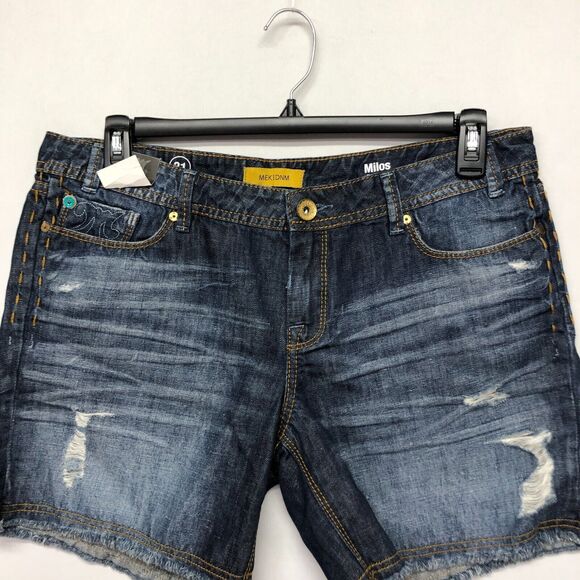 NWT MEK DNM Women Milos F.X.H Blue Denim Shorts Size 31 Dark Wash B271 -28 - Picture 14 of 16